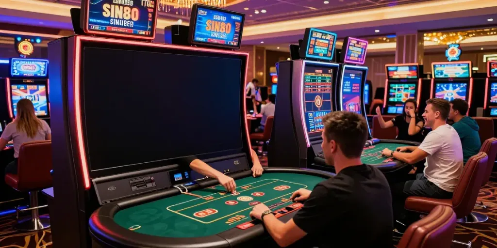 Dynamic online casino environment at SIN88, featuring players enjoying games and celebrating wins.