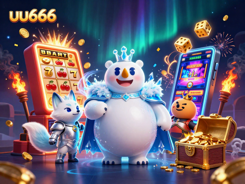 Experience excitement at uu666 with a 3D cartoon polar bear king and lively casino elements in action.