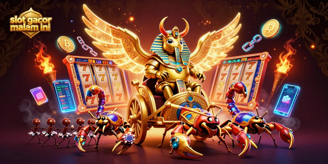 Spin and win big with slot gacor malam ini featuring a golden scarab beetle in a thrilling casino adventure.