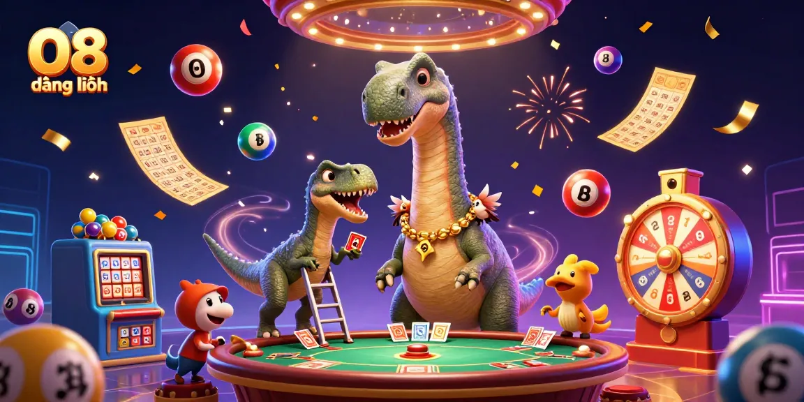 Experience O8 đăng nhập with dazzling games amid dynamic lottery balls and golden tickets in a casino atmosphere.