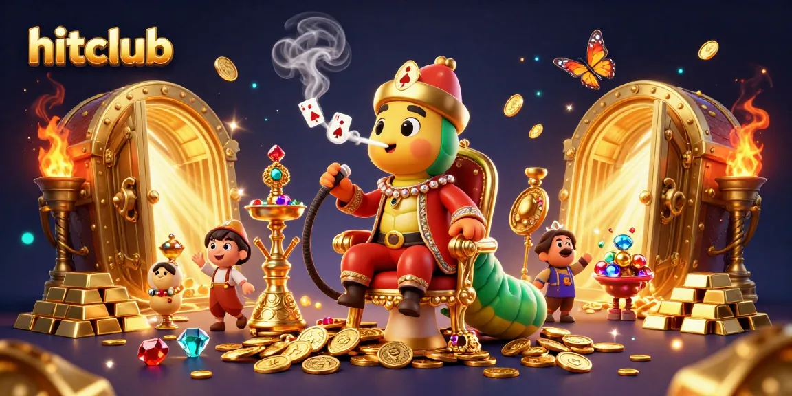 Experience thrilling gameplay at hitclub with vibrant casino elements and 3D treasure in this dynamic illustration.