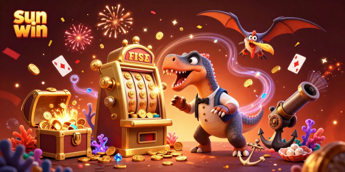 Experience sun win as a cartoon pachycephalosaurus triggers jackpot moments at a vibrant casino scene.