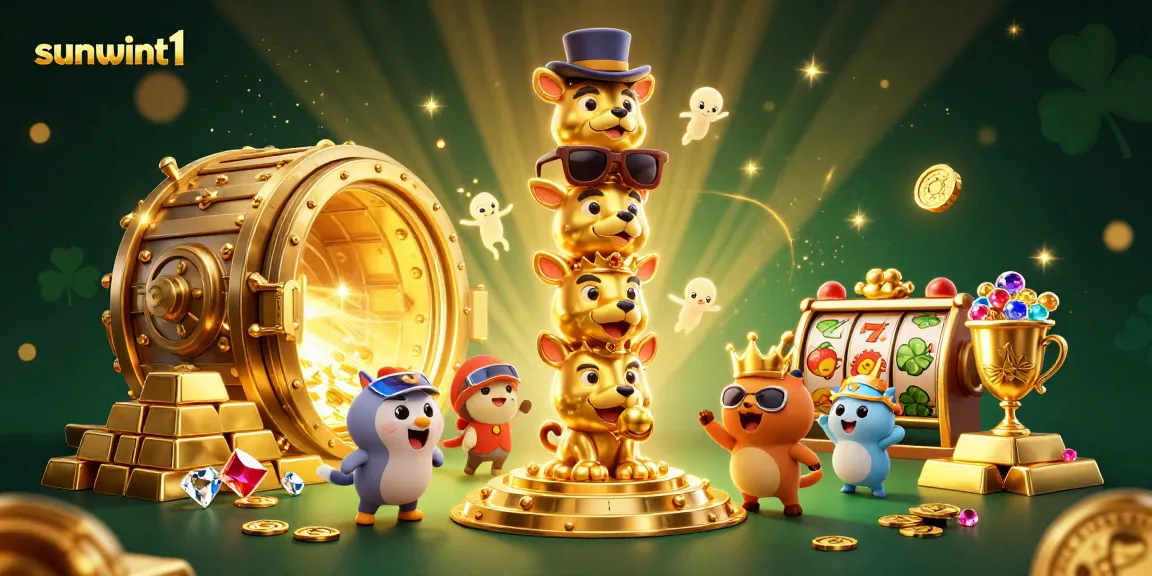 Experience the thrilling world of sunwint1 with a vibrant totem and gold treasures!